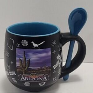 Arizona Black and Blue Mug with Spoon Set 17oz